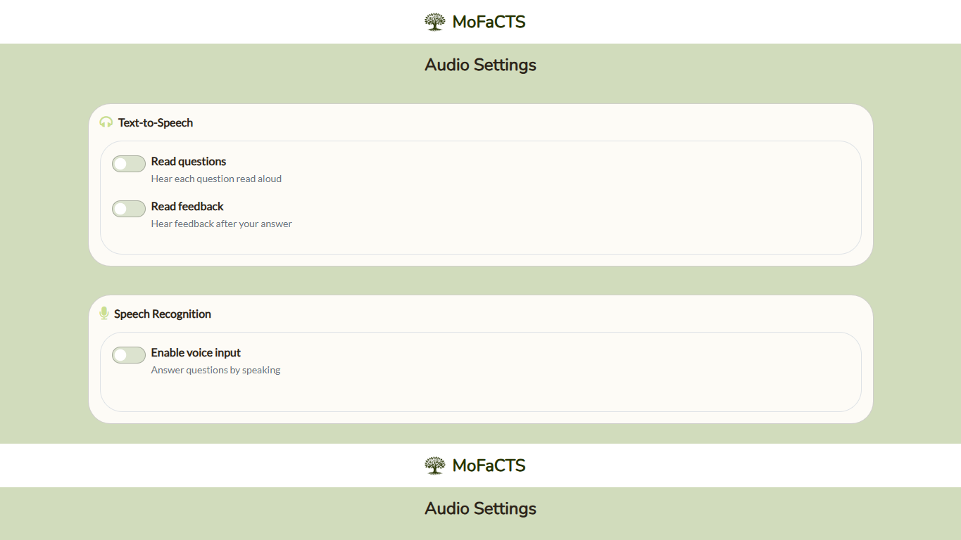 Audio settings