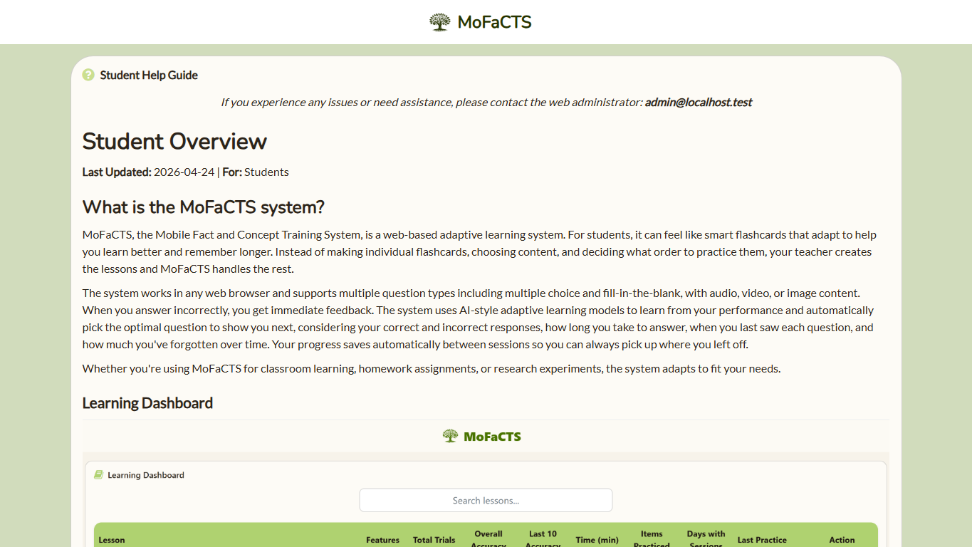 Student help page