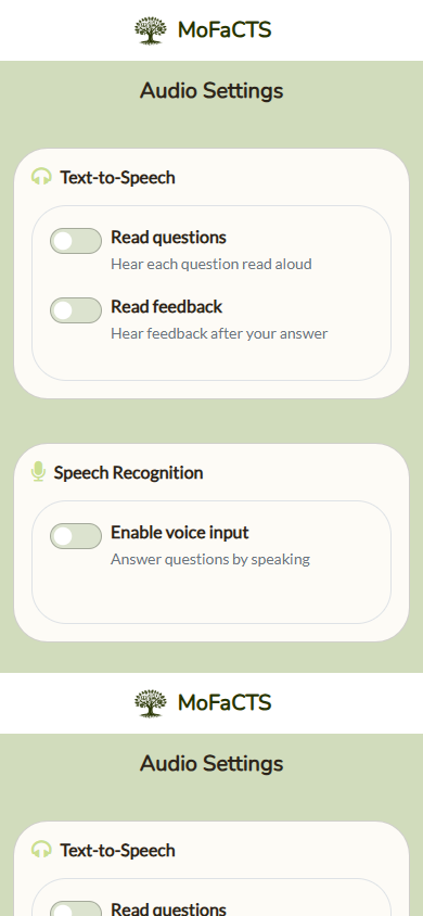 Audio settings mobile